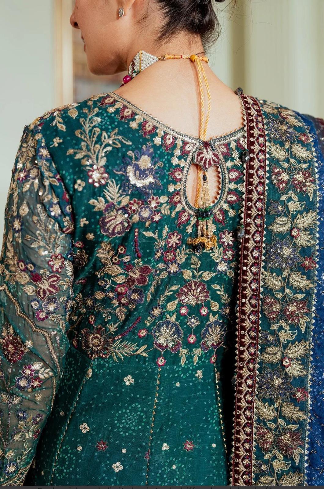 Baroque 3 pcs Chiffon Heavy Embroided Maxi comes with Sharara same as Model-“Please ensure the product is returned within 24 hours, unused and in original packaging.”