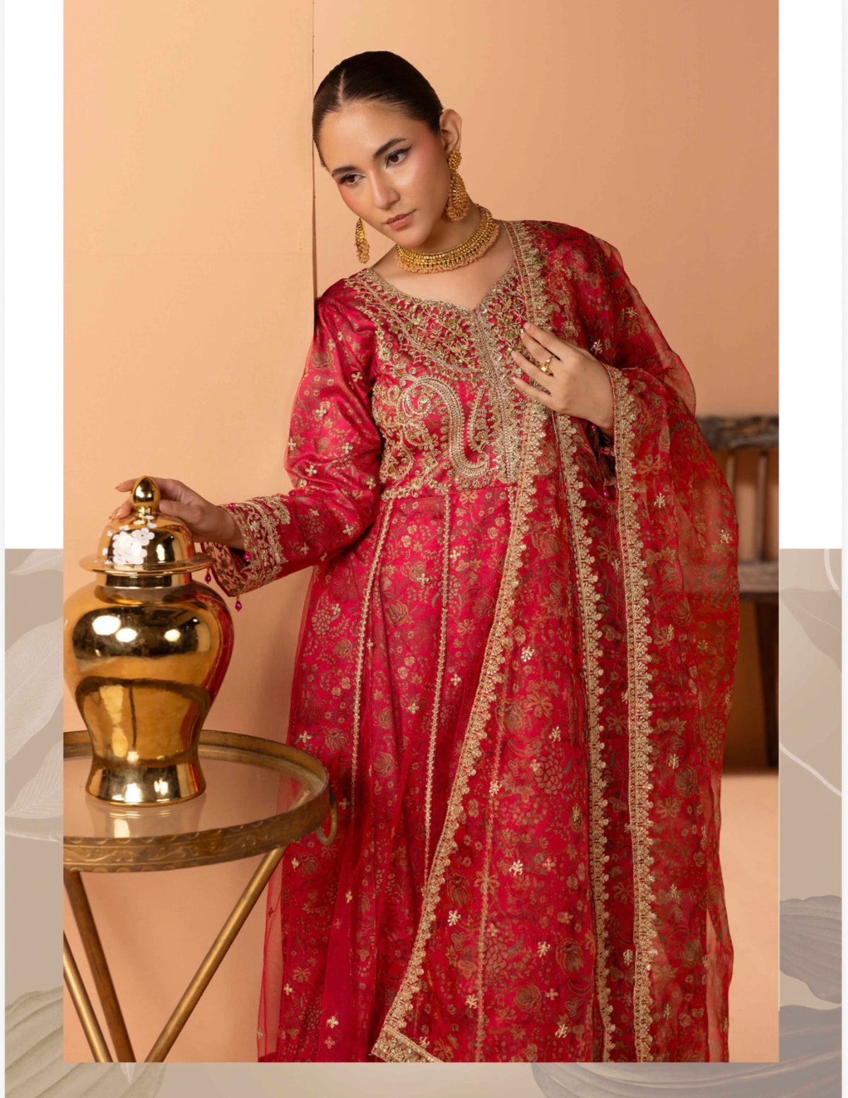 BARAT COLLECTION | 3 piece Embroidered Net Anarkali suit