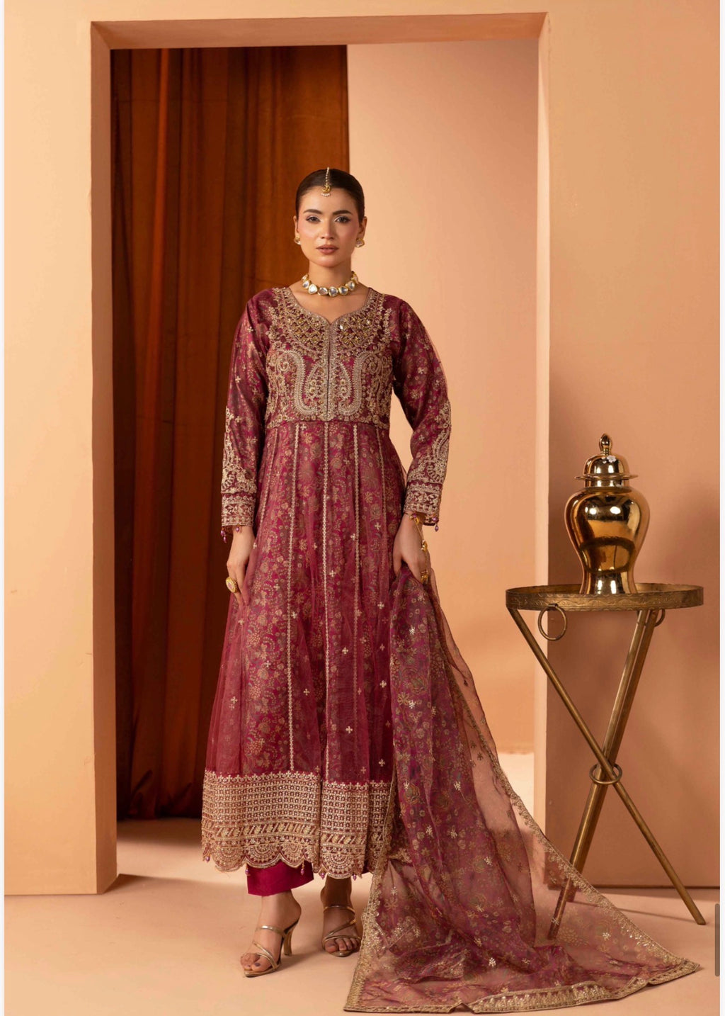 BARAT COLLECTION | 3 piece Embroidered Net Anarkali suit