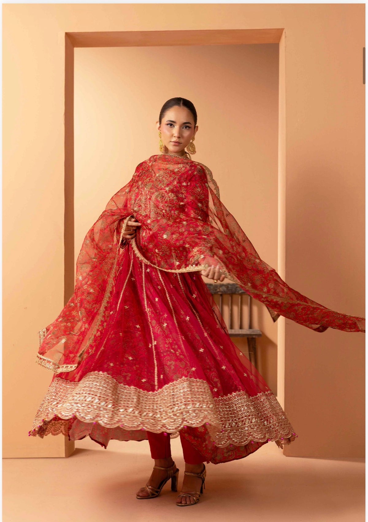 BARAT COLLECTION | 3 piece Embroidered Net Anarkali suit