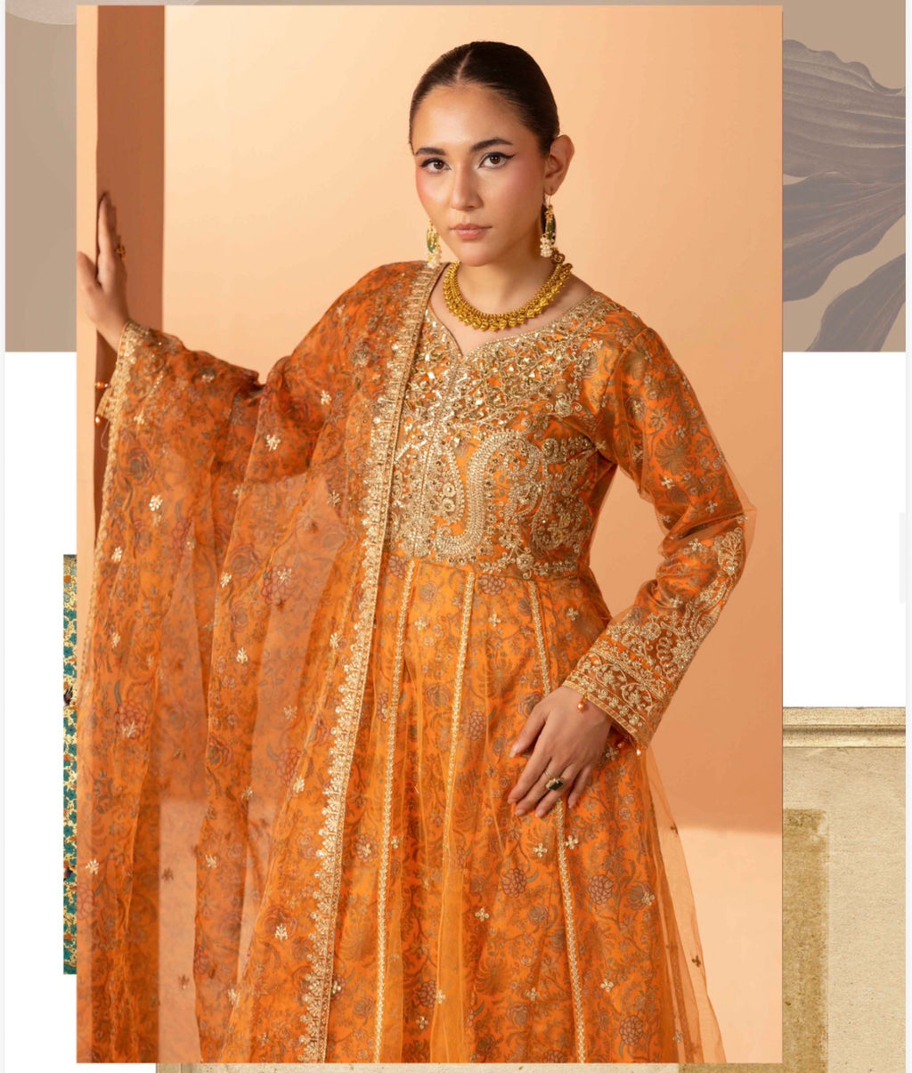 BARAT COLLECTION | 3 piece Embroidered Net Anarkali suit