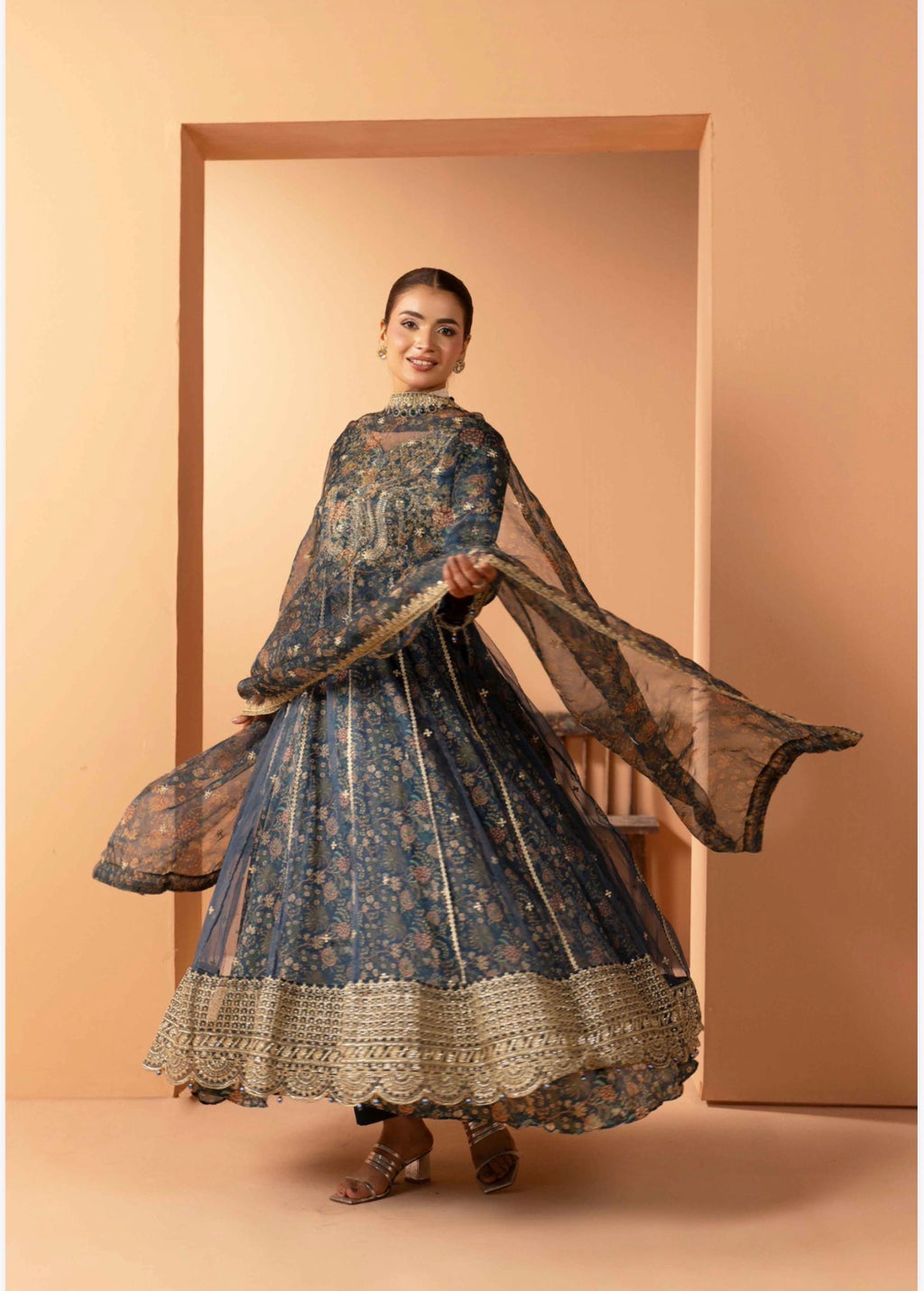 BARAT COLLECTION | 3 piece Embroidered Net Anarkali suit