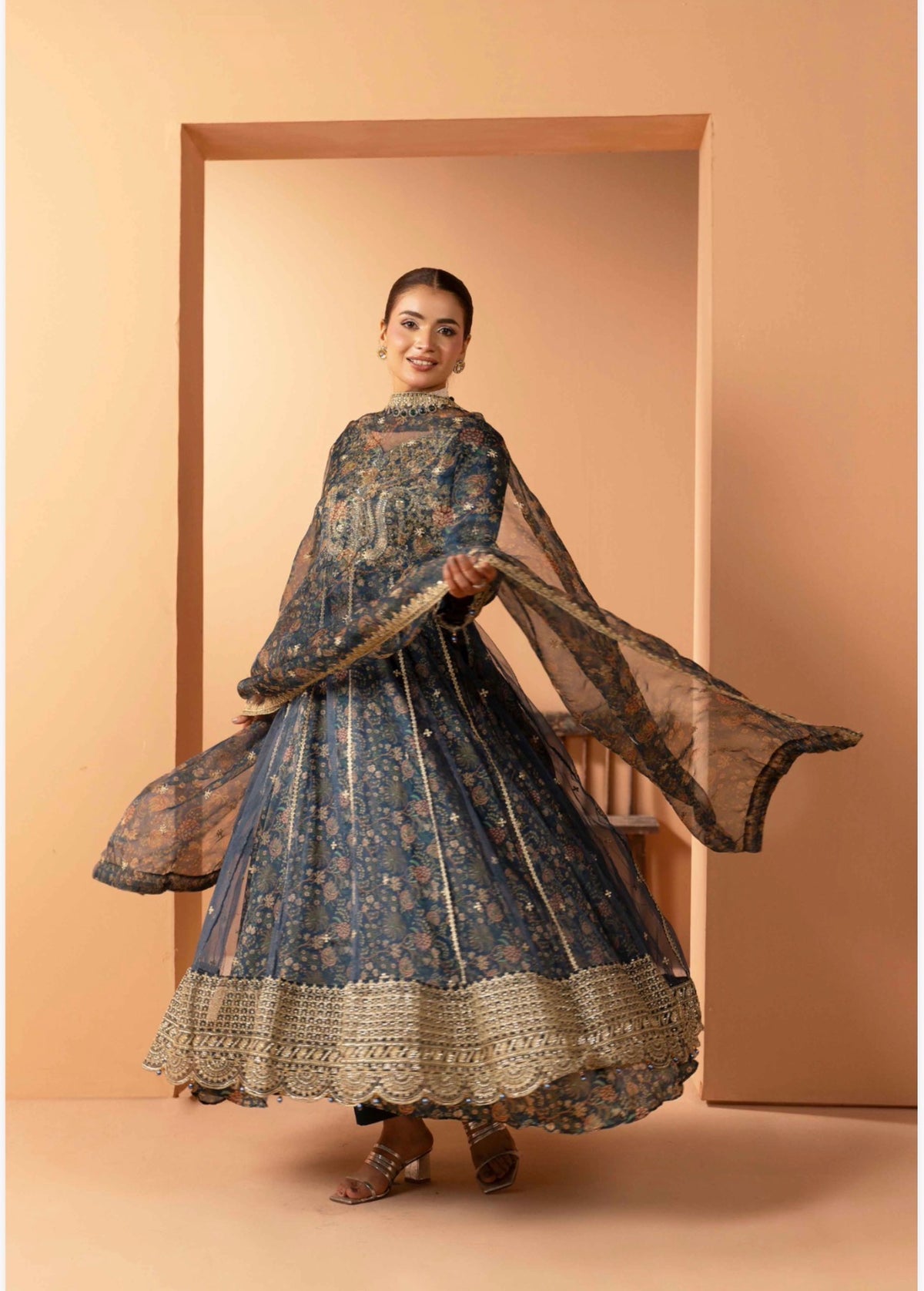 BARAT COLLECTION | 3 piece Embroidered Net Anarkali suit