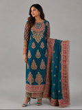 MAAHI | 3 piece heavy Embroidered silk Readymade wedding wear suit- TEAL