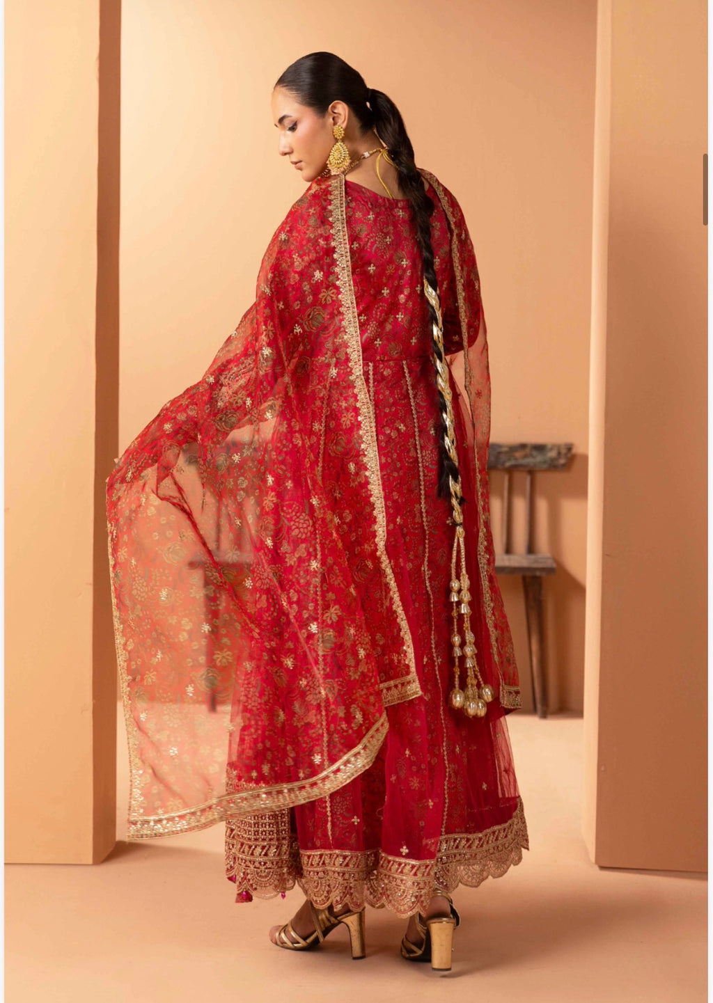 BARAT COLLECTION | 3 piece Embroidered Net Anarkali suit