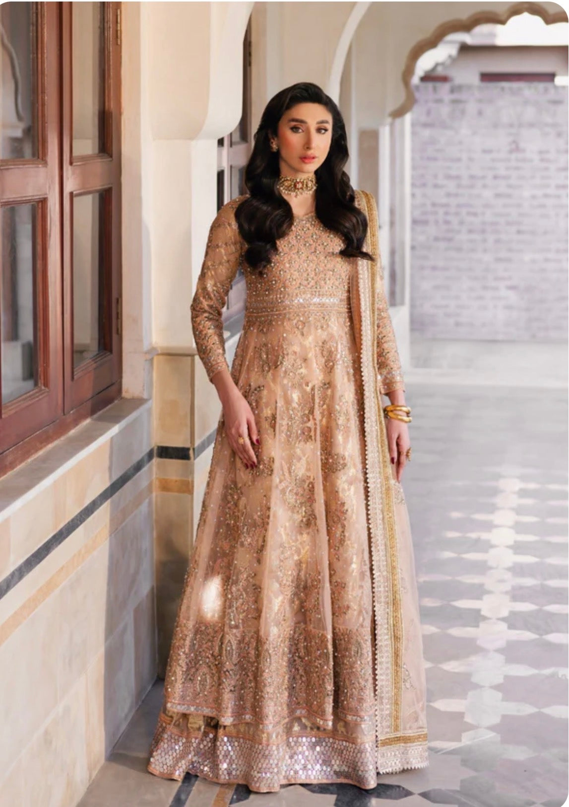 GUL-NOOR | 3-Piece Pakistani Embroidered Maxi Dress – Luxury Wedding Wear