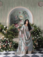 FALAAK | 3 piece Pakistani Chiffon Stitched Maxi Dress Heavy Embroidered Wedding & Formal Wear