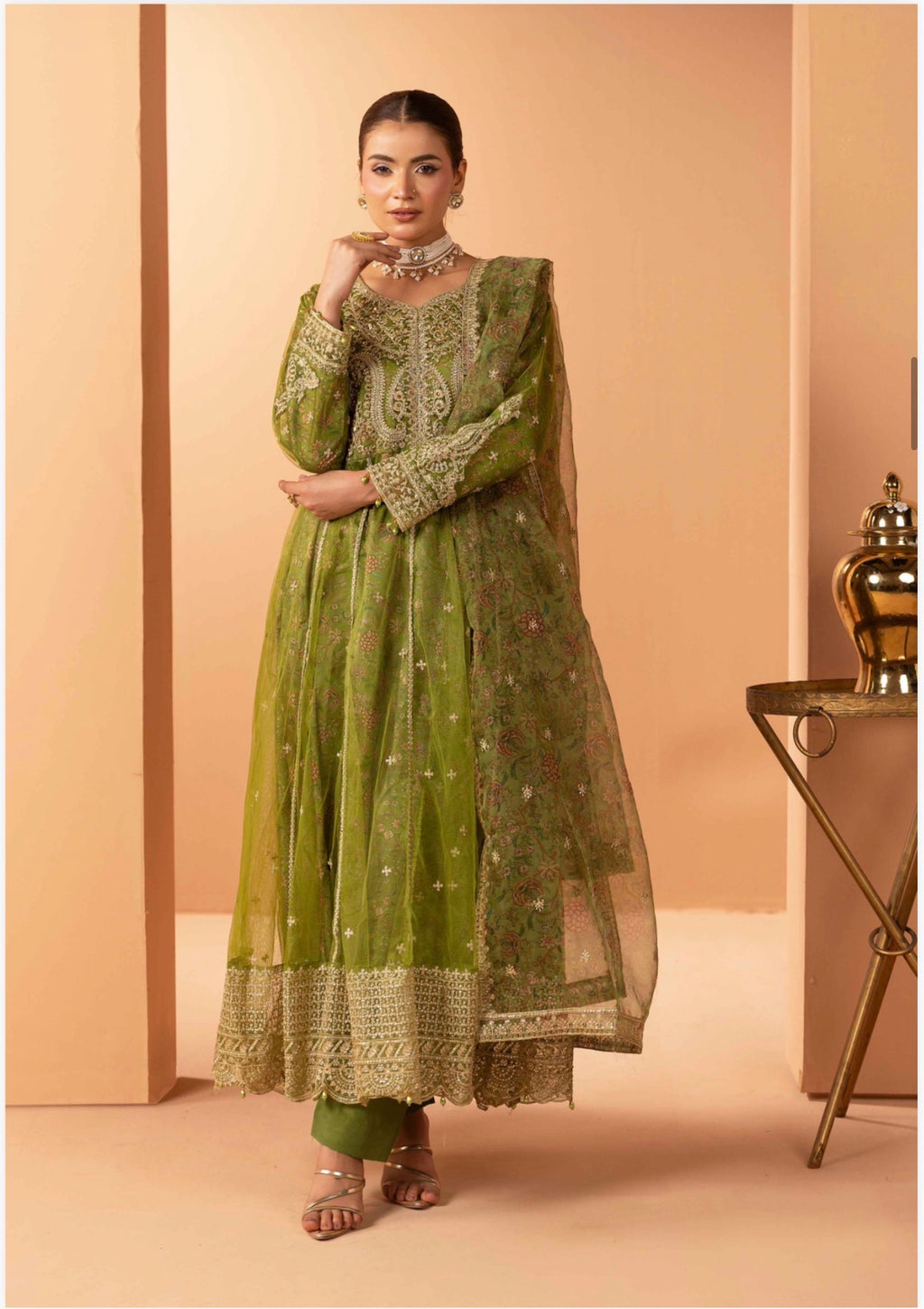 BARAT COLLECTION | 3 piece Embroidered Net Anarkali suit