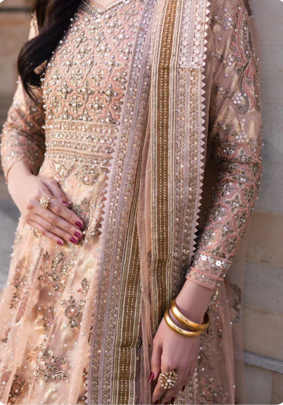 GUL-NOOR | 3-Piece Pakistani Embroidered Maxi Dress – Luxury Wedding Wear