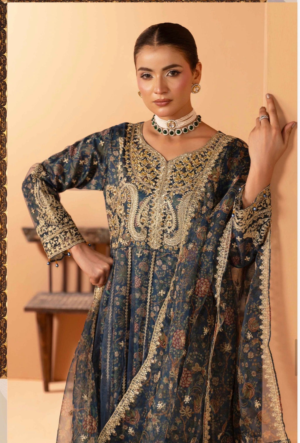 BARAT COLLECTION | 3 piece Embroidered Net Anarkali suit