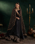 DILRUBA | 3 piece embroidered chiffon Anarkali wedding Readymade suit - BLACK