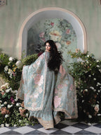 FALAAK | 3 piece Pakistani Chiffon Stitched Maxi Dress Heavy Embroidered Wedding & Formal Wear