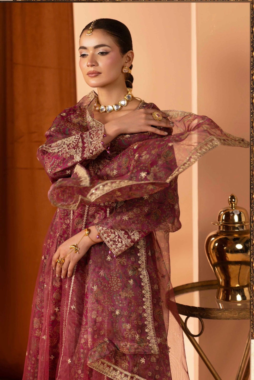 BARAT COLLECTION | 3 piece Embroidered Net Anarkali suit