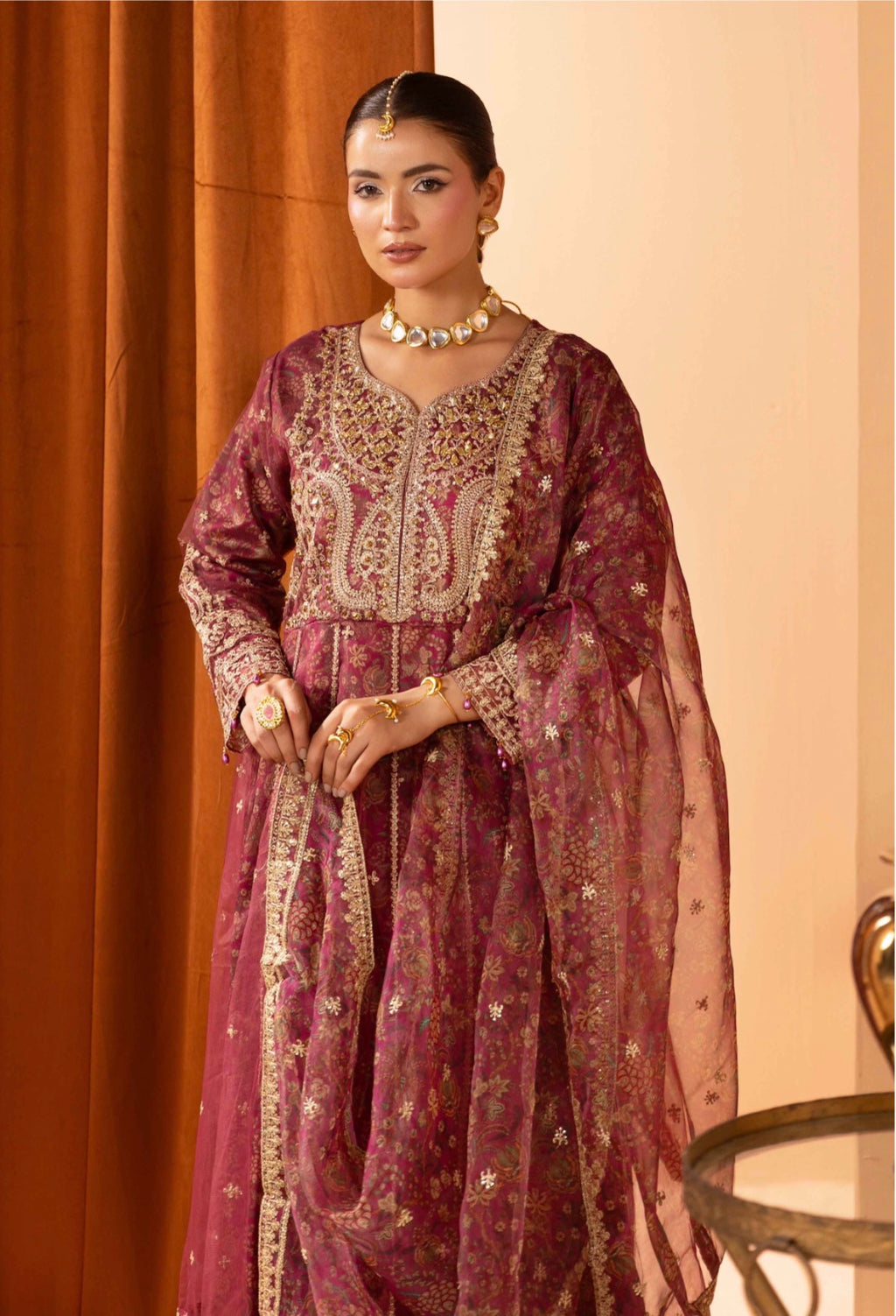 BARAT COLLECTION | 3 piece Embroidered Net Anarkali suit