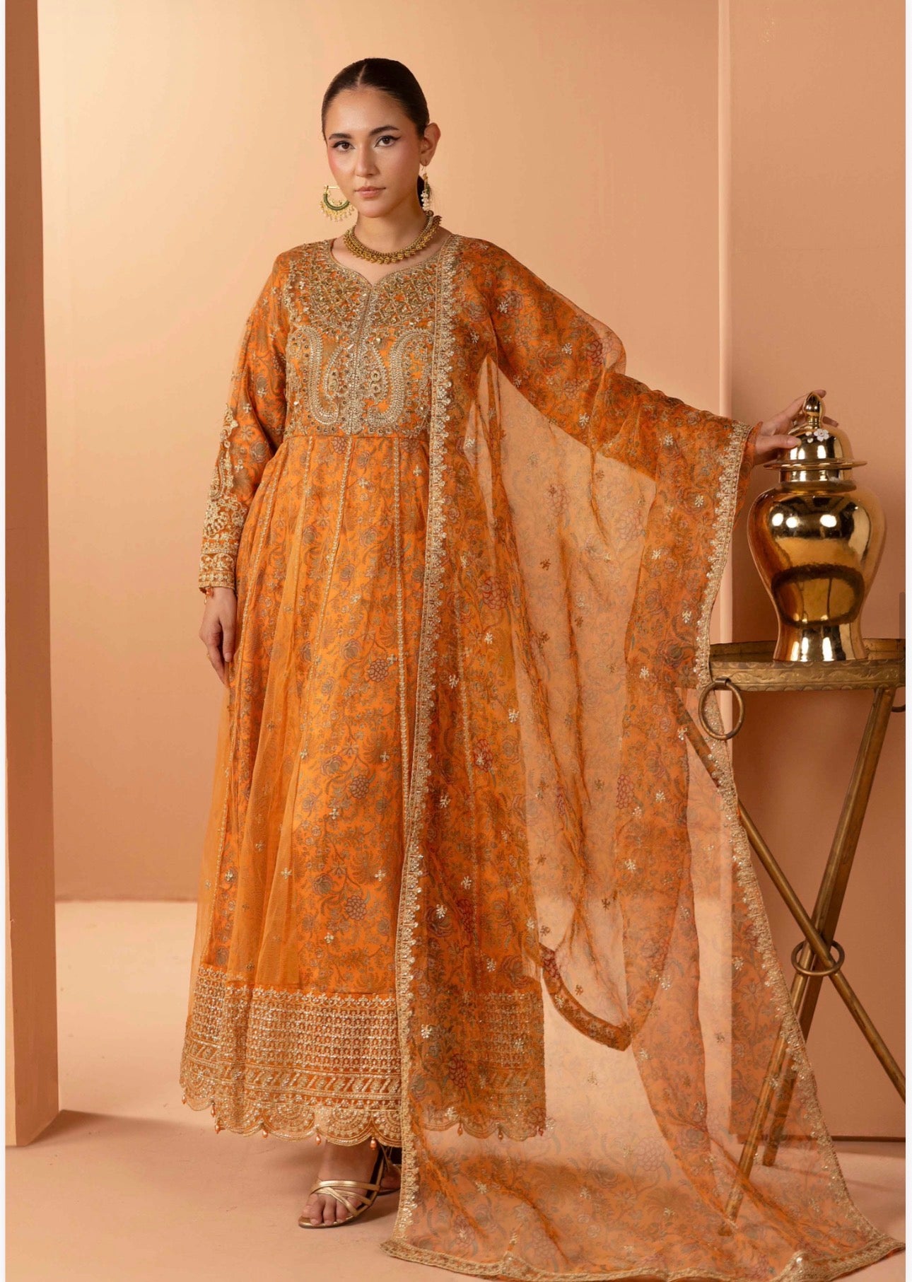 BARAT COLLECTION | 3 piece Embroidered Net Anarkali suit