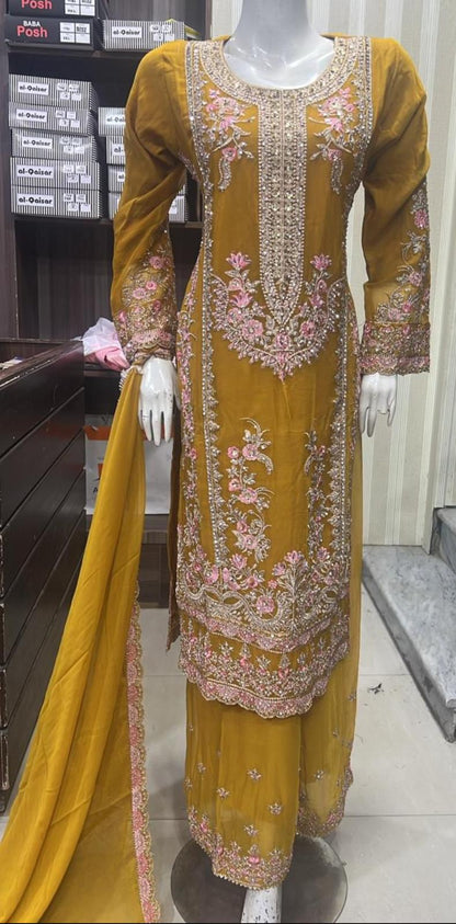 Luxury Chiffon 3-Piece Suit with Exquisite Embroidery – Pakistani Formal Wear