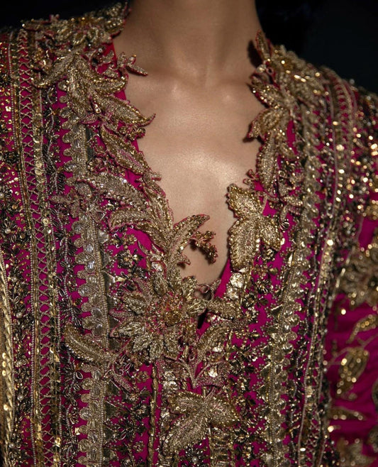 Sana Safinaz- (Inspired) 3pcs Heavy Embroided Wedding Collection with Embroided Sharara-“Please ensure the product is returned within 24 hours, unused and in original packaging.”
