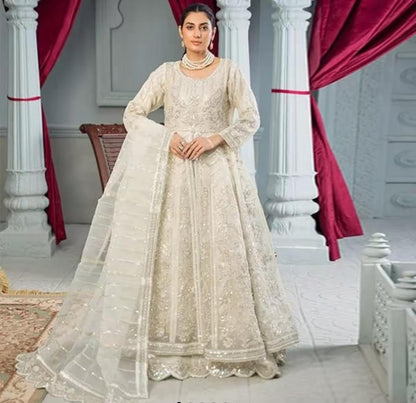 فستان ماكسي أورجانزا جميل مكون من قطعتين مع دوباتا (مستوحى من المصمم)