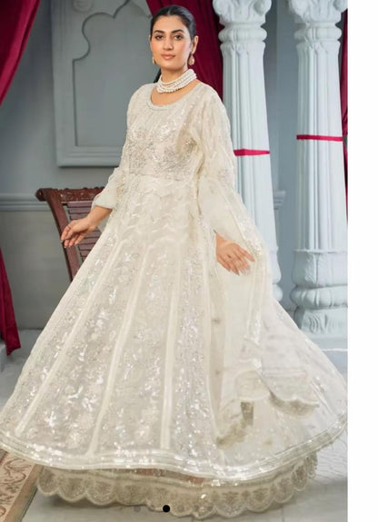 فستان ماكسي أورجانزا جميل مكون من قطعتين مع دوباتا (مستوحى من المصمم)