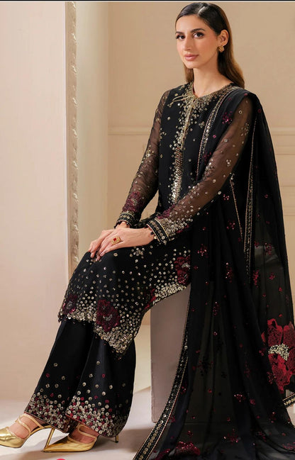 Jazmin Inspired Luxury Chiffon 3-Piece Suit with Heavy Embroidered Dupatta –Tailor Stitched