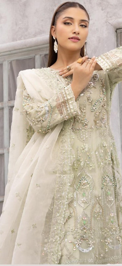 Vana By Simrans Heavy Jewellery Stone Work Embroidered Wedding Maxi – Mint Green Soft Organza (S–XL)