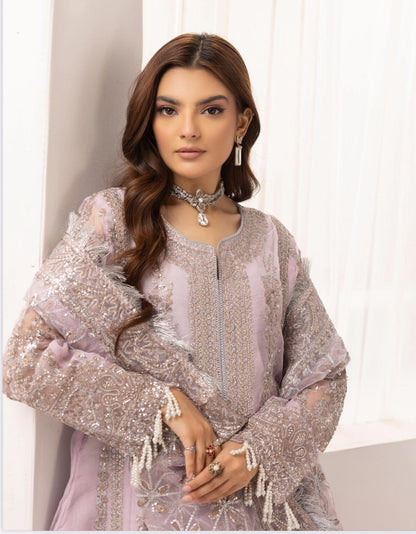 Nureh By Simran’s – 3 Piece Organza Heavy Embroidered Wedding Collection | Sizes S–XL