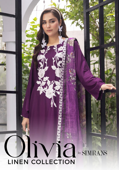 Olivia Linen by Simran’s – 3 Piece Soft Linen Suit | Winter Collection | Sizes S–XL