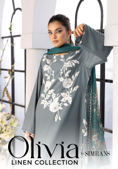 Olivia Linen by Simran’s – 3 Piece Soft Linen Suit | Winter Collection | Sizes S–XL