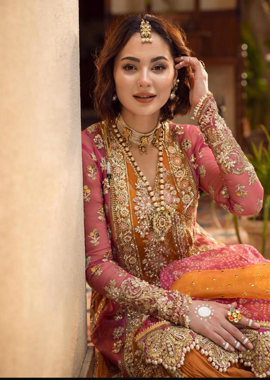Crimson ( inspired) 3pcs heavy embroidered wedding collection comes with sharara ..Size S to XL
