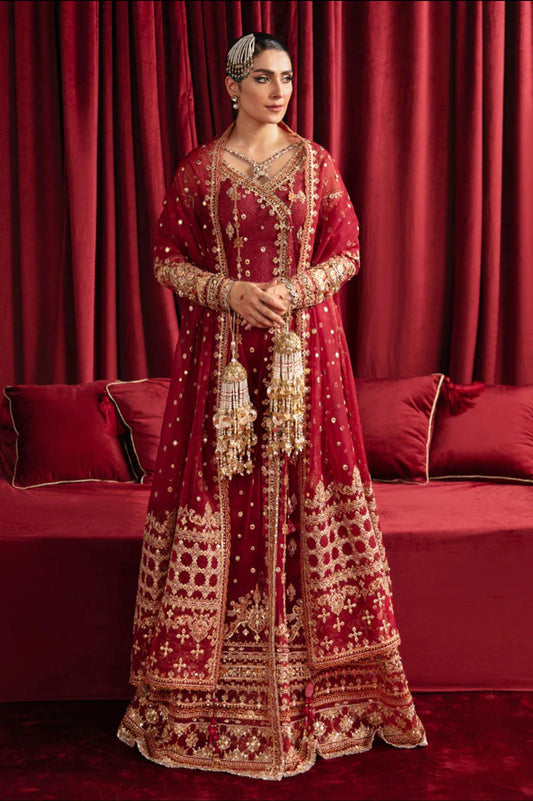 Hussain rehar (INSPIRED) ..3 pcs heavy embroidered net Maxi with soft organza duppatta…wedding/ Formal wear