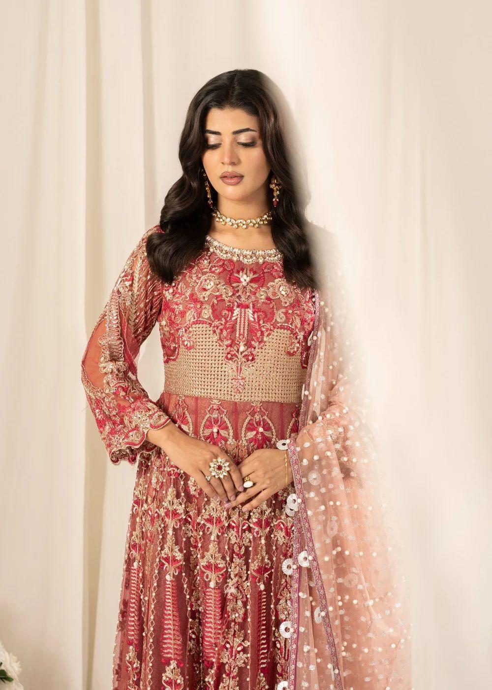 Heavy Embroided Net Fabric 3 Pcs Wedding Collection Maxi