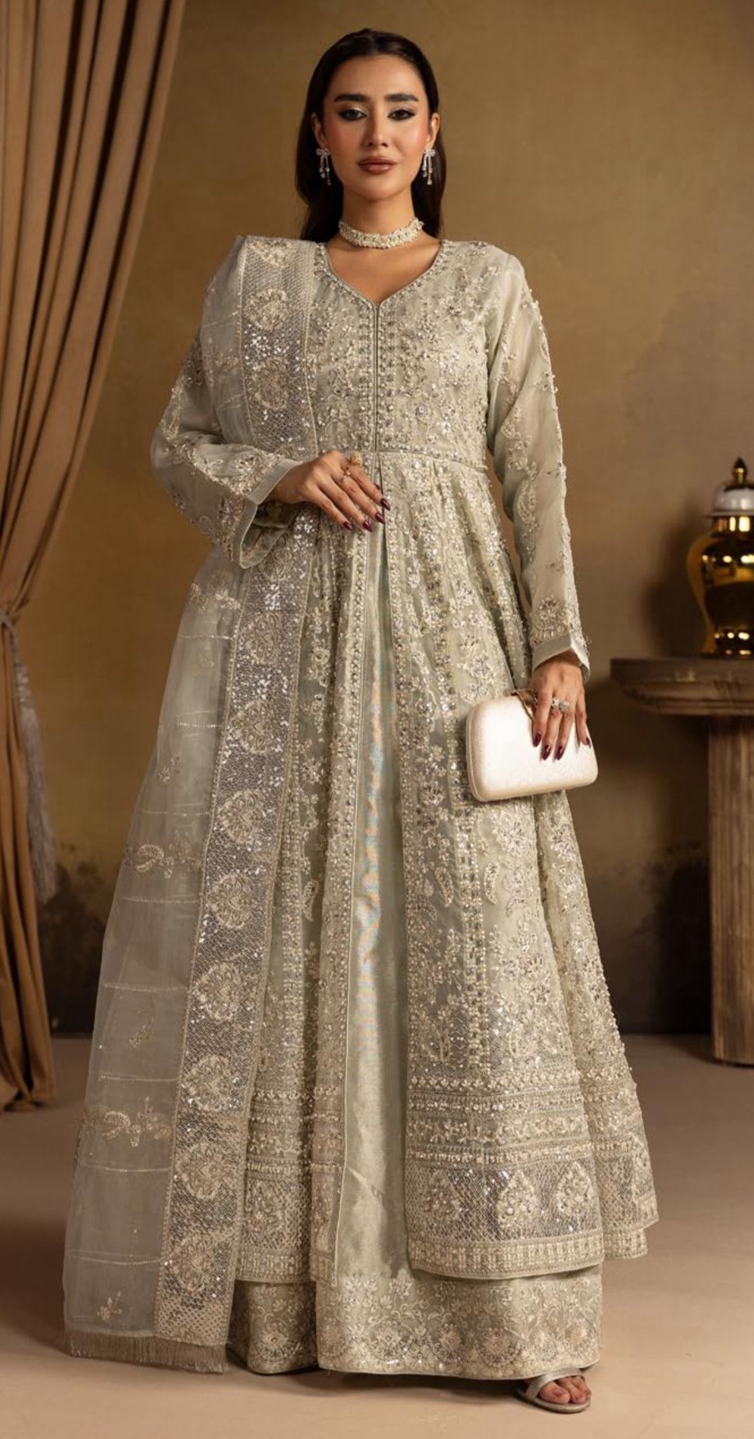 Luxury Heavy Embroidered Organza 3-Piece Maxi Dress – Wedding & Party Wear Collection