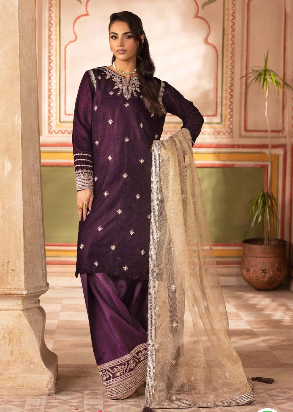 SABAH- 3 pieces Embroidered VELVET suit
