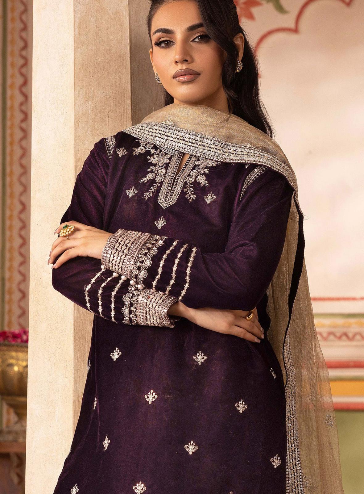 SABAH- 3 pieces Embroidered VELVET suit