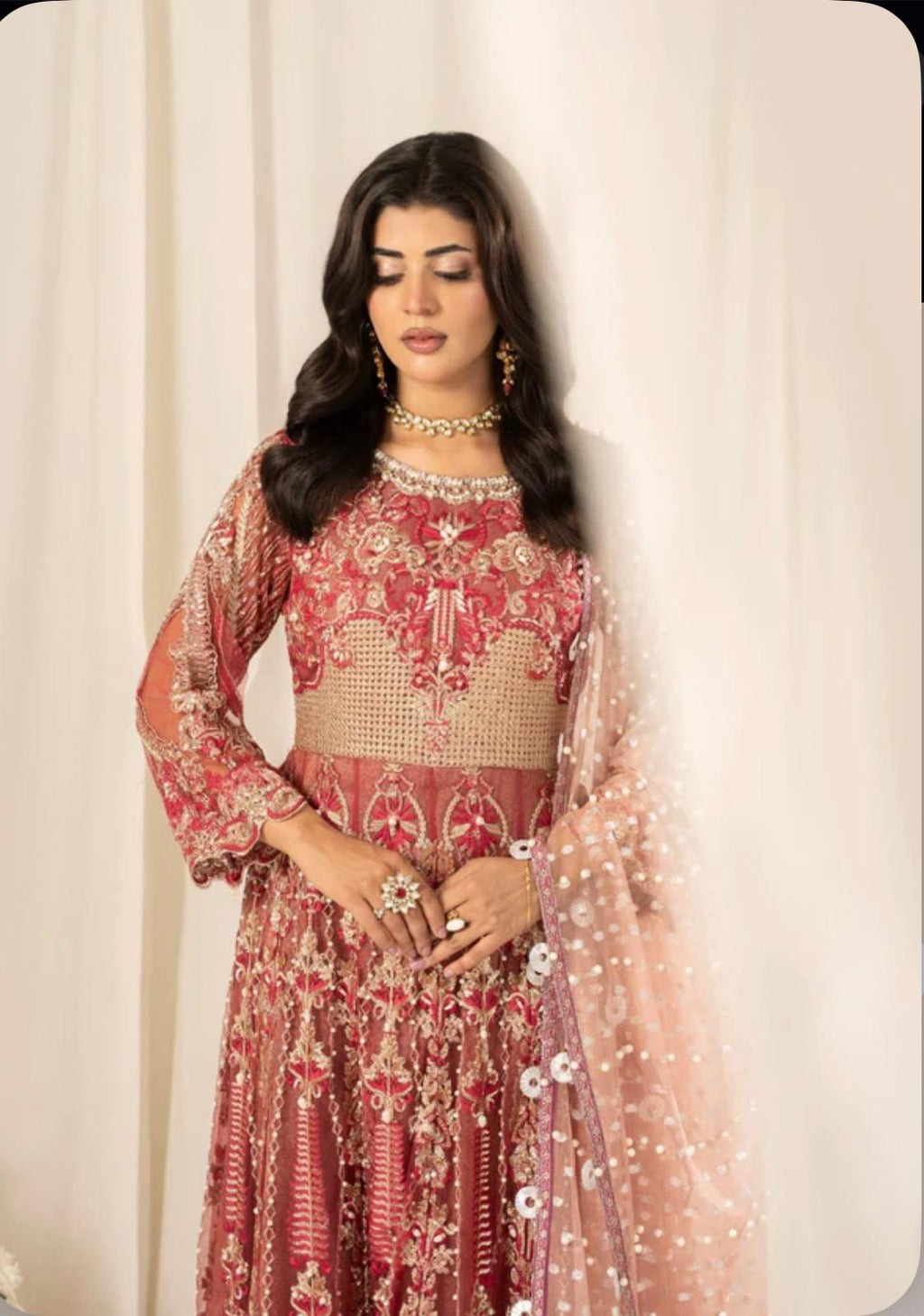 ZARKASH | 3 piece heavy Embroidered Net Maxi wedding Dress
