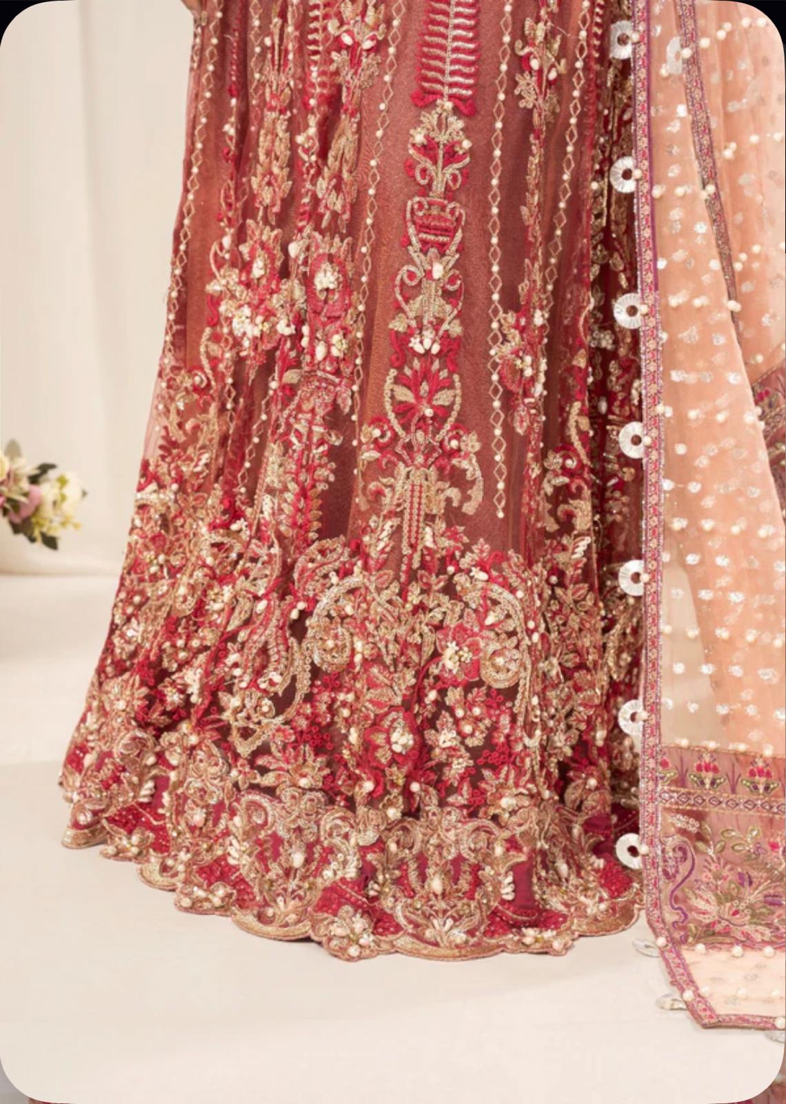 ZARKASH | 3 piece heavy Embroidered Net Maxi wedding Dress