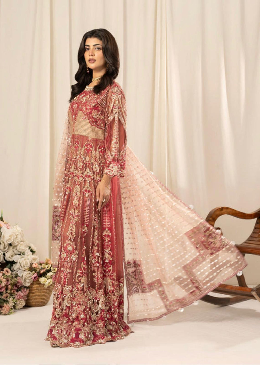 ZARKASH | 3 piece heavy Embroidered Net Maxi wedding Dress