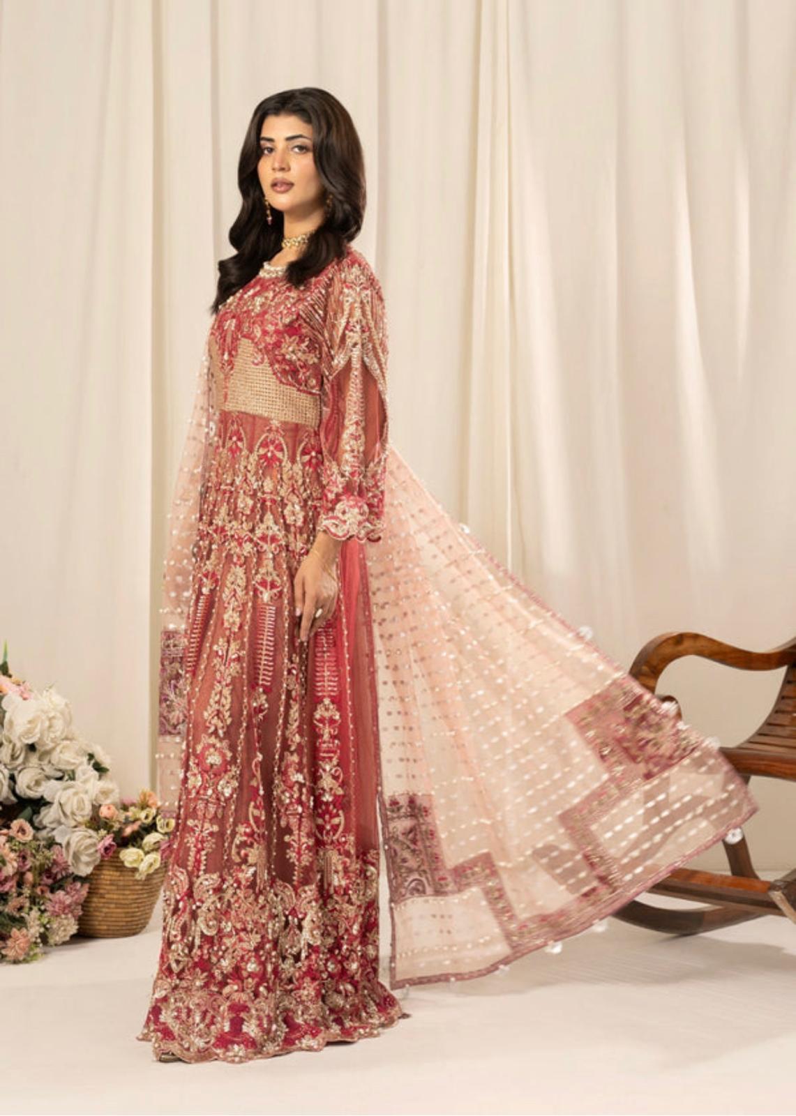 ZARKASH | 3 piece heavy Embroidered Net Maxi wedding Dress