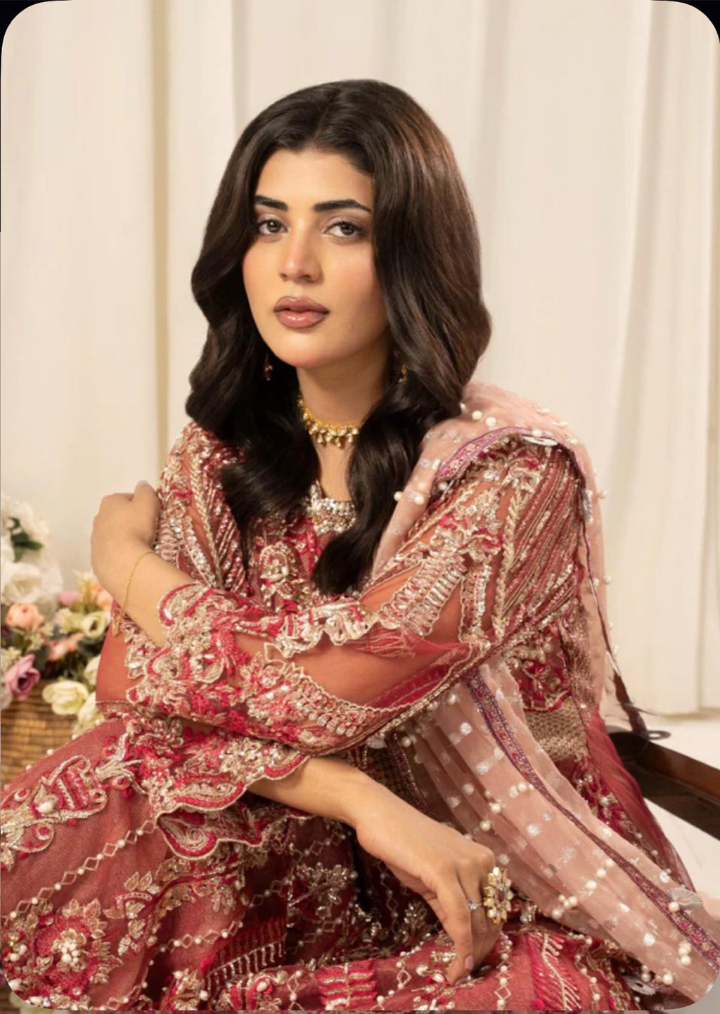 ZARKASH | 3 piece heavy Embroidered Net Maxi wedding Dress