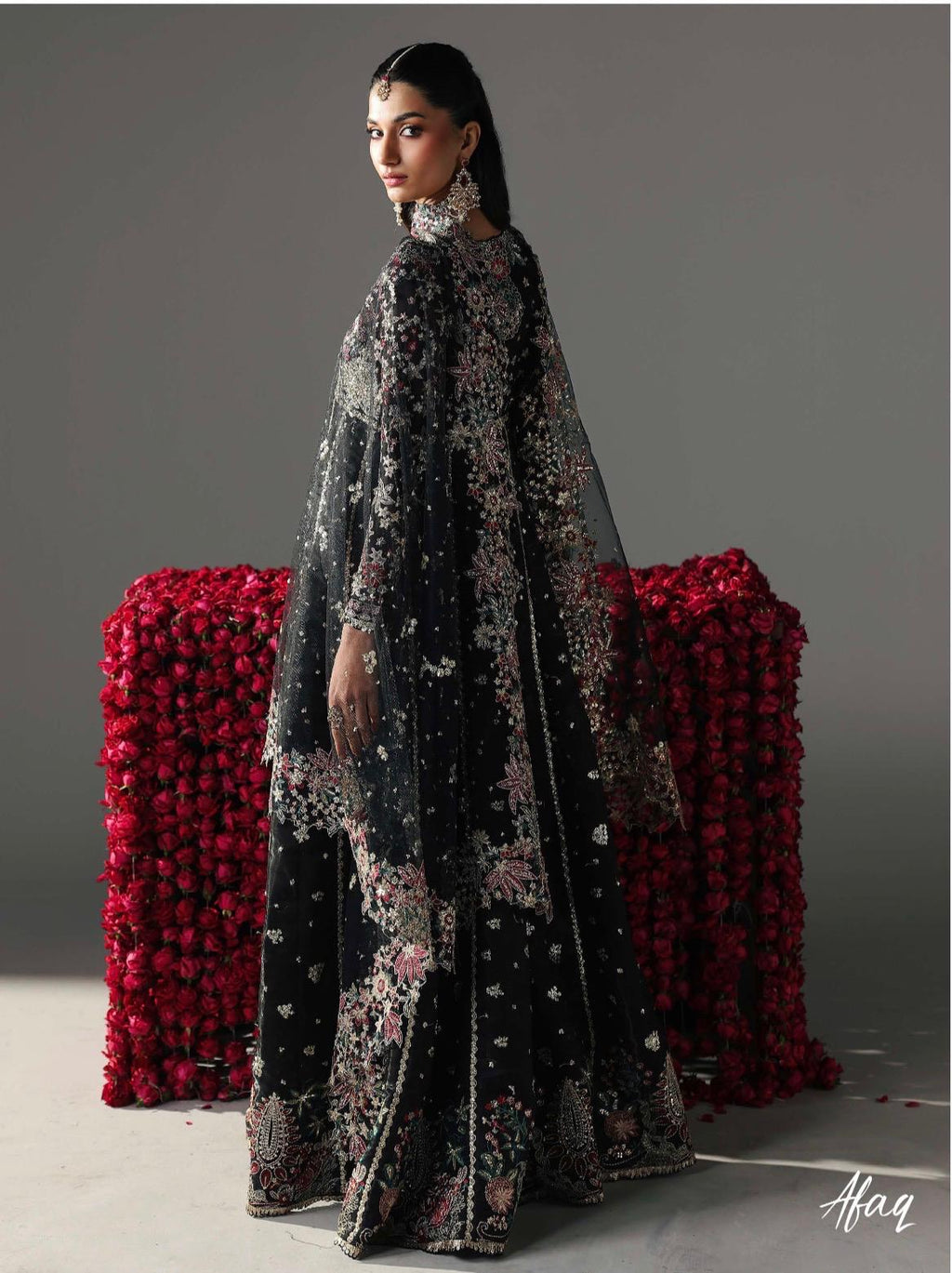 FIZZA | 3 piece Luxury Embroidered Silk maxi wedding dress