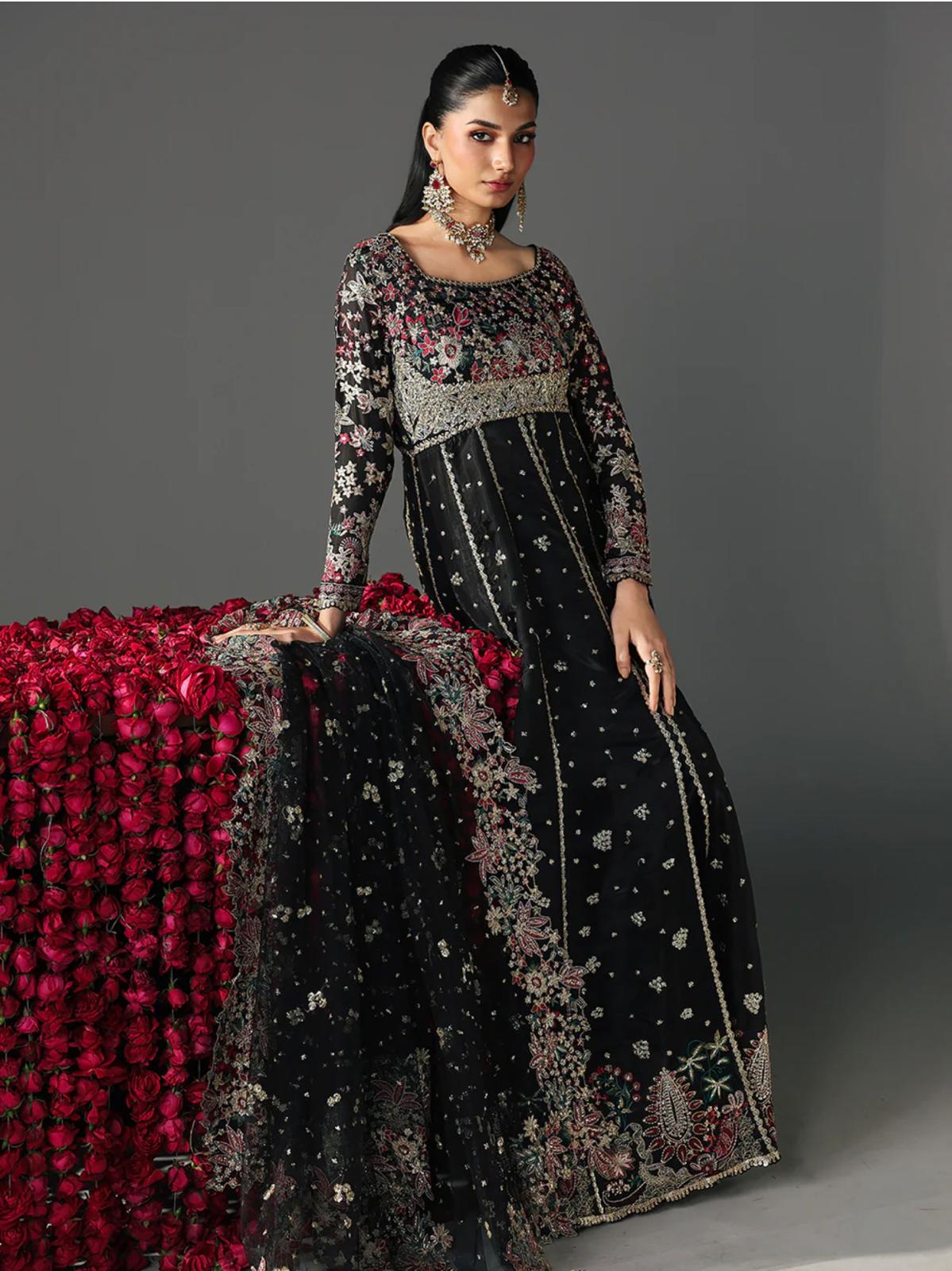 FIZZA | 3 piece Luxury Embroidered Silk maxi wedding dress