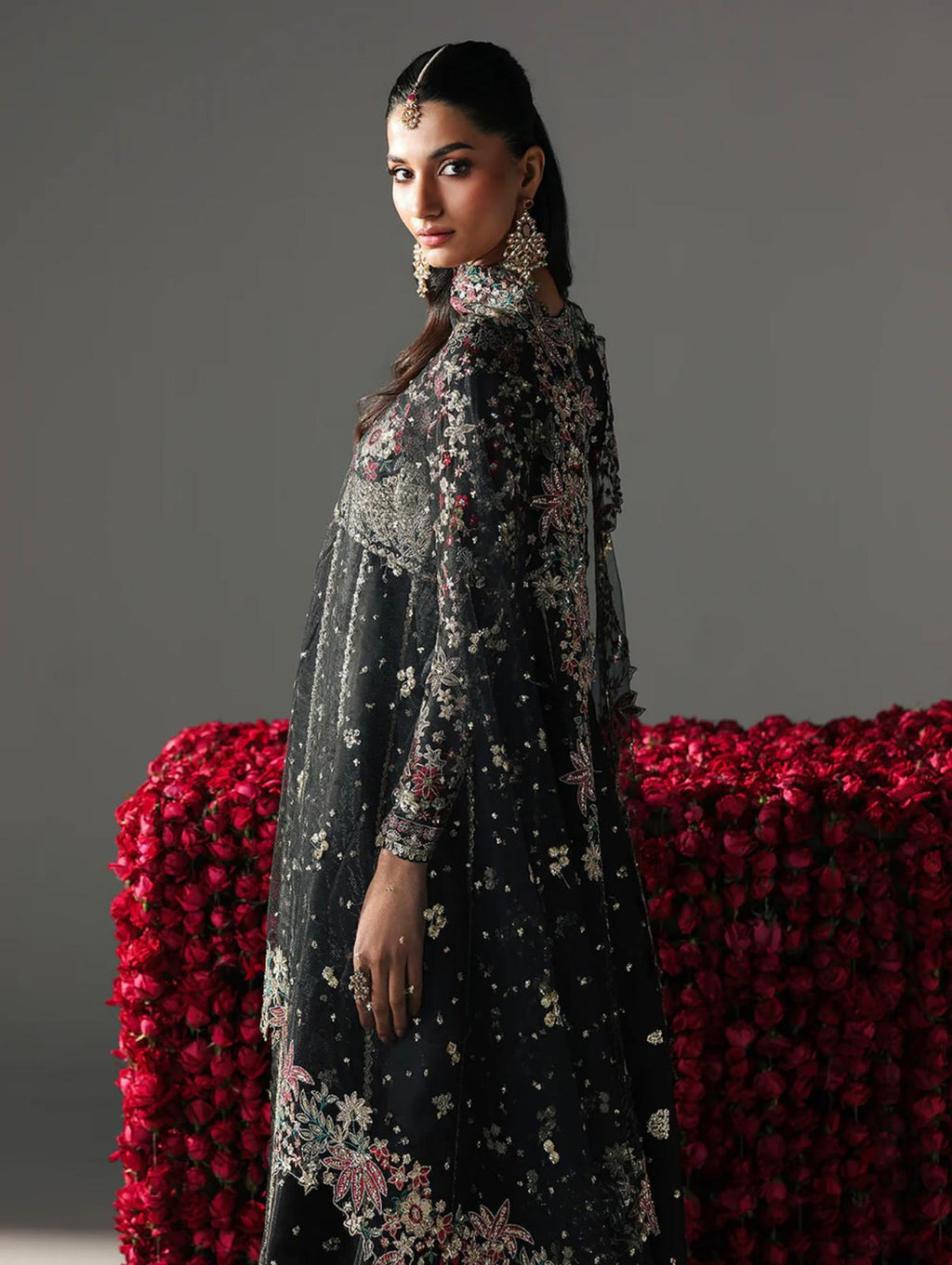 FIZZA | 3 piece Luxury Embroidered Silk maxi wedding dress