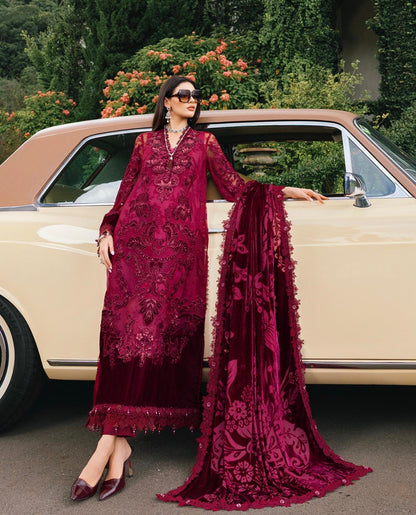 D8 Maria B (Inspired) – Maroon Soft Net Winter Luxe Collection 2025 | Small to XXL