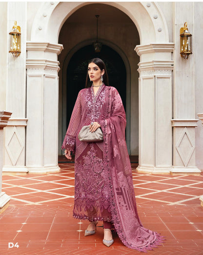 D4 ماریا بی (انسپائرڈ) – پنک سافٹ آرگنزا ونٹر لکس کلیکشن 2025 | XL سے چھوٹا