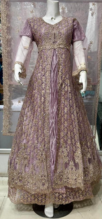 Luxury Double-Layer Embroidered Maxi Set with Matching Potli Bag & Free Gift – Timeless Elegance