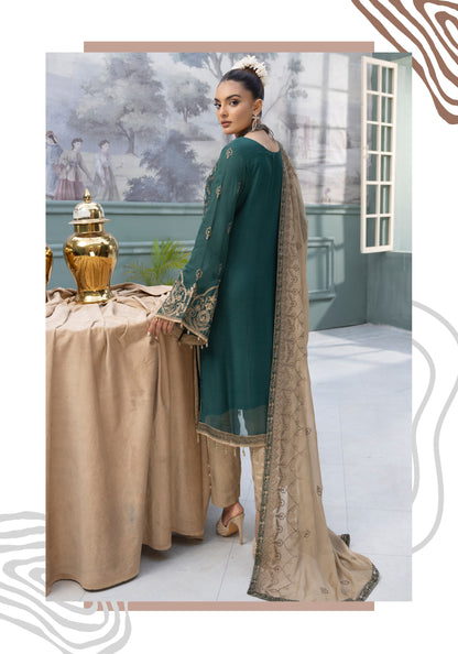 Flossie By Simran’s – 3 Piece Chiffon Embroidered Suit | Sizes S–2XL