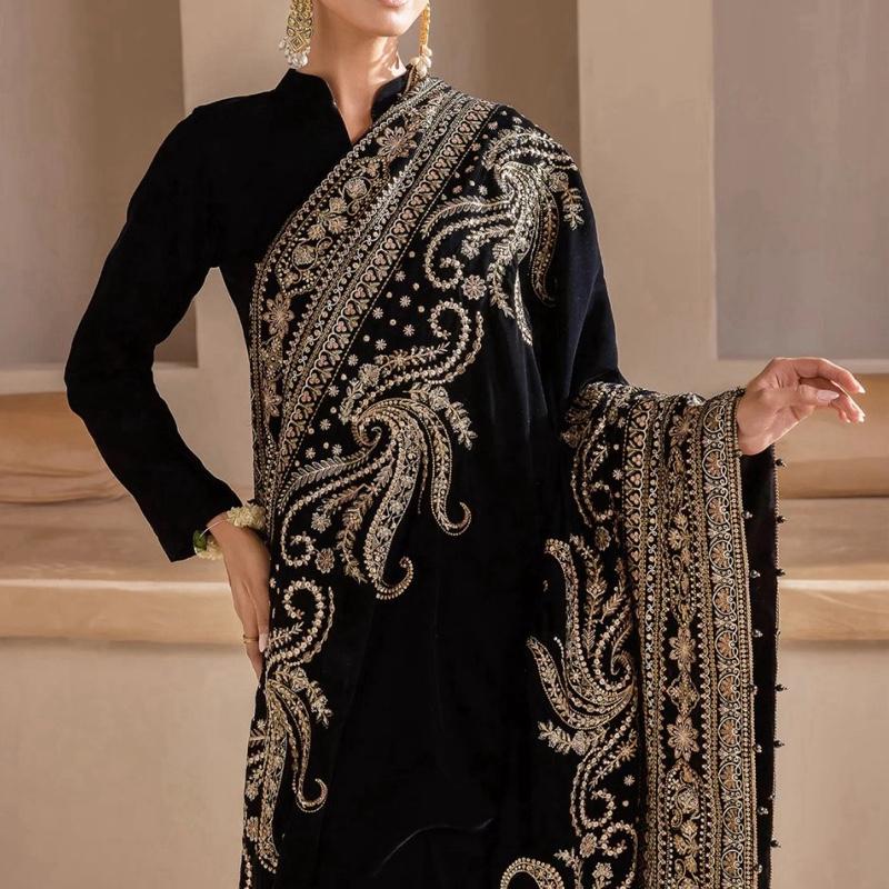 LUXURY HEAVY EMBROIDERED VELVET Shawl…