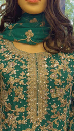 ZAAHIA | 3 piece Heavy Embroidered chiffon Sharara wedding wear Suit